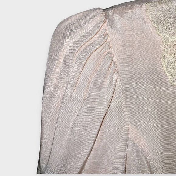 Vtg Dawn Joy Dress Sz 11/12 Pink Long Sleeves Pads Puff Shoulder Lace Collar Mid - Picture 11 of 16